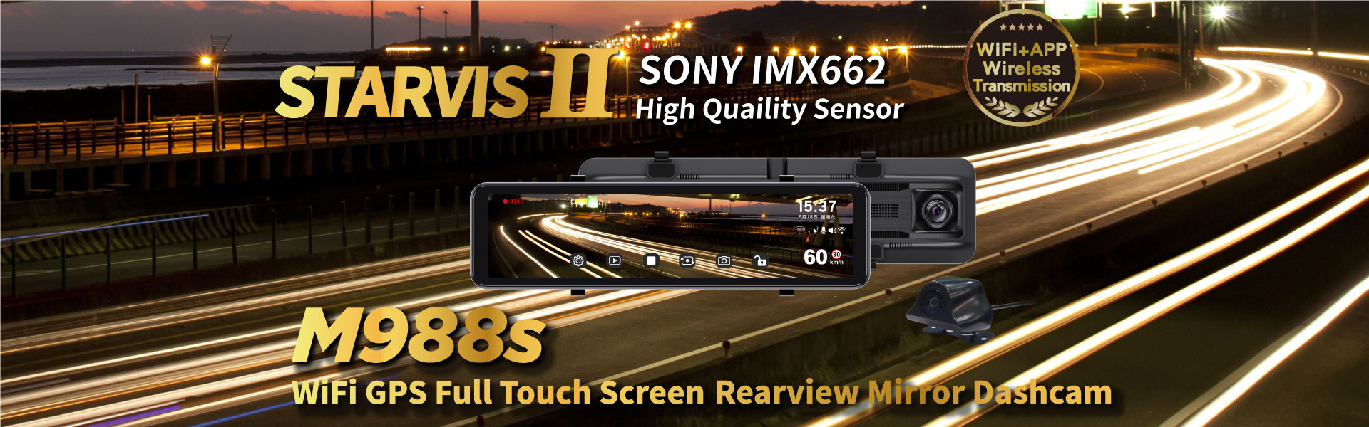 M988S WiFi GPS Full Touch Screen Review Mirror Dashcam
